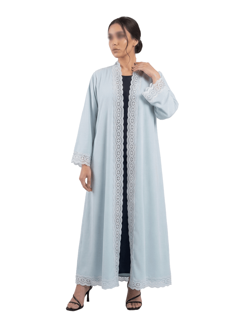 عباية "تولين" السماوية بالدانتيل الفرنسي